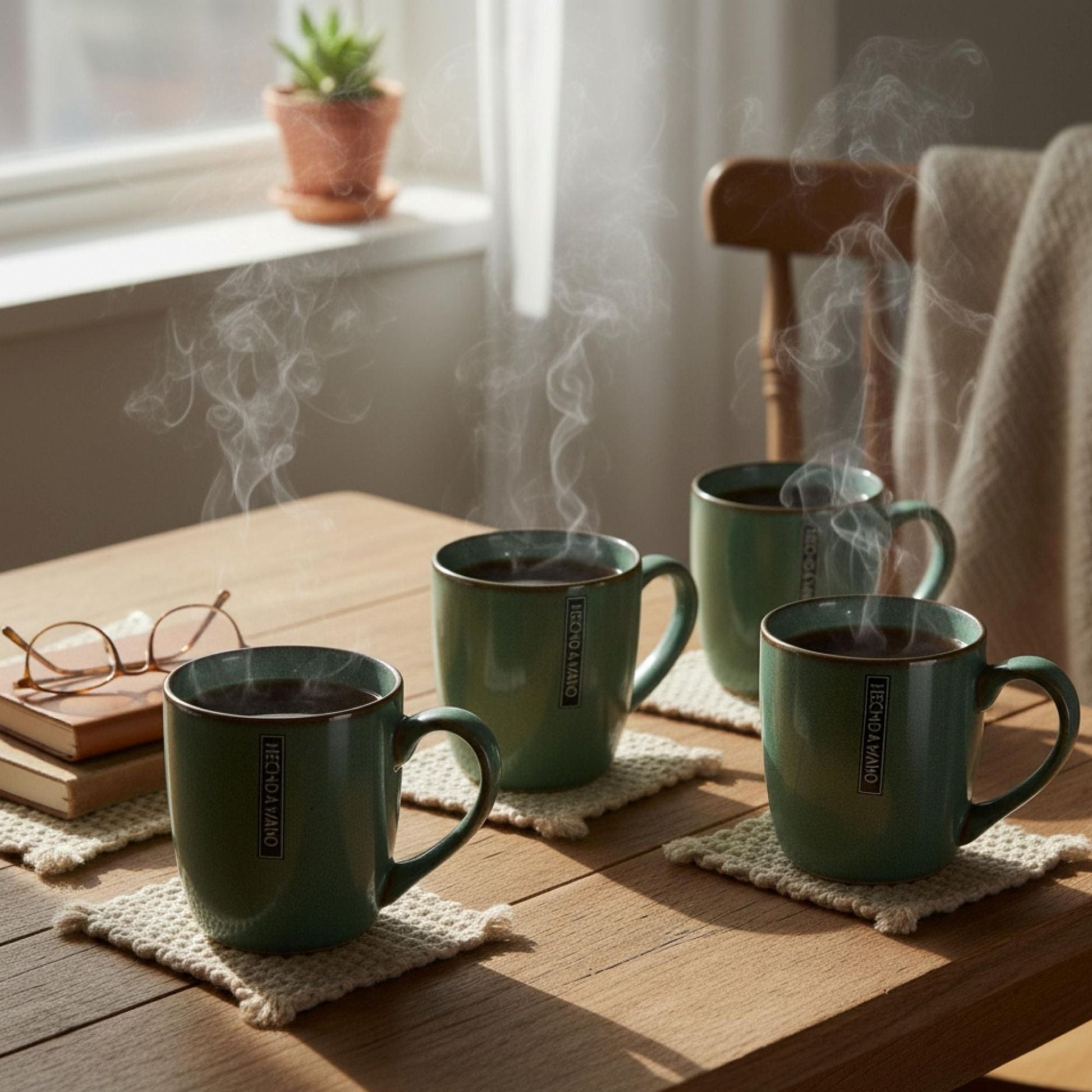 Set 4 Tazas Cerámica Vancouver Decoexpress2#Verde