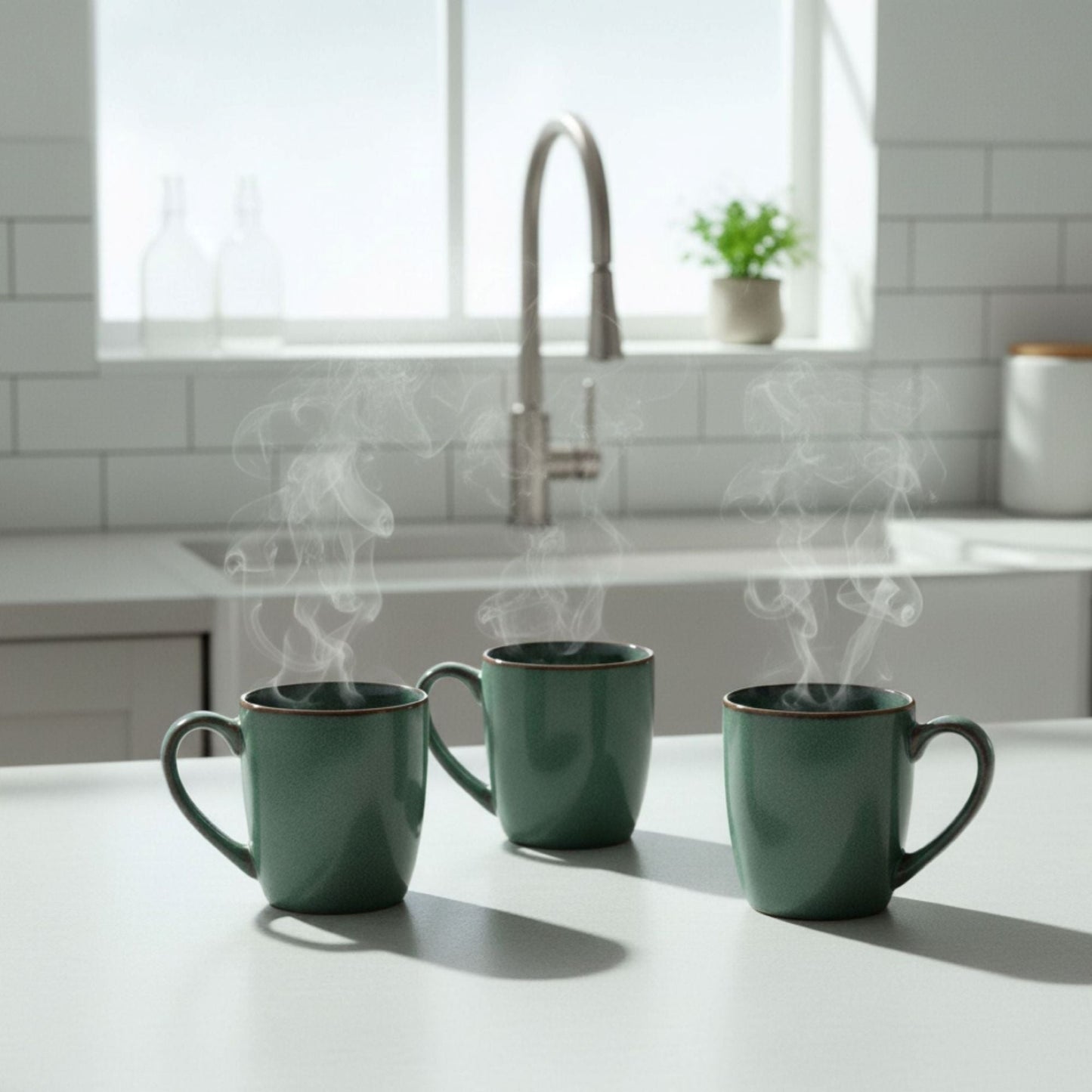 Set 4 Tazas Cerámica Vancouver Decoexpress4#Verde