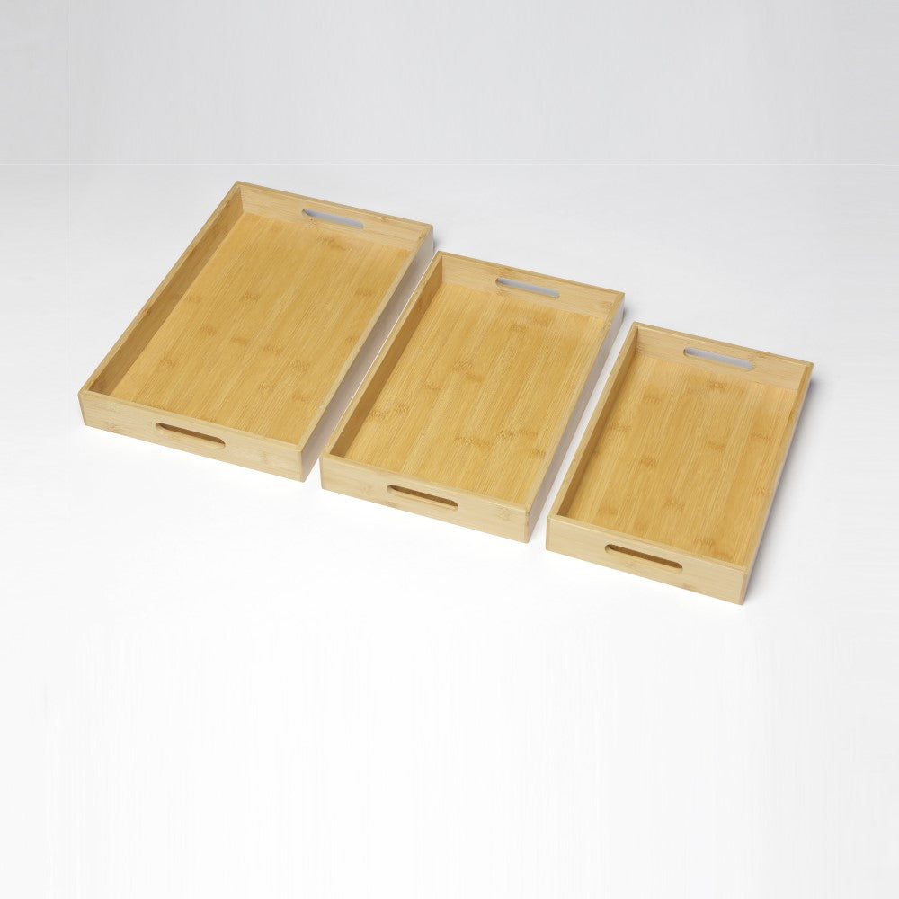 Set 3 Bandejas para Servir Bambú HBT2#Beige