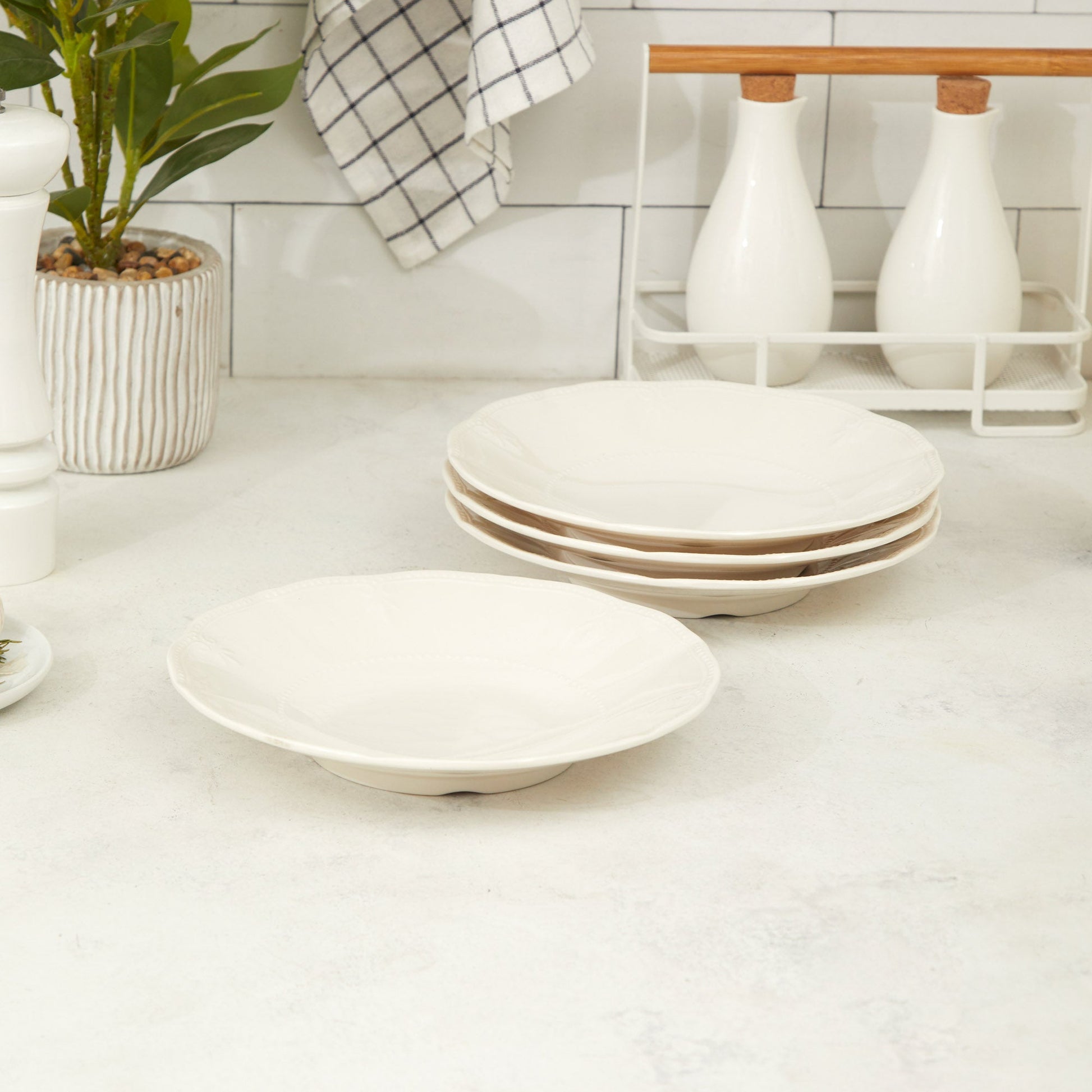 Set 4 Platos Sopa Flores 23,5 Cms Klapp1#Blanco