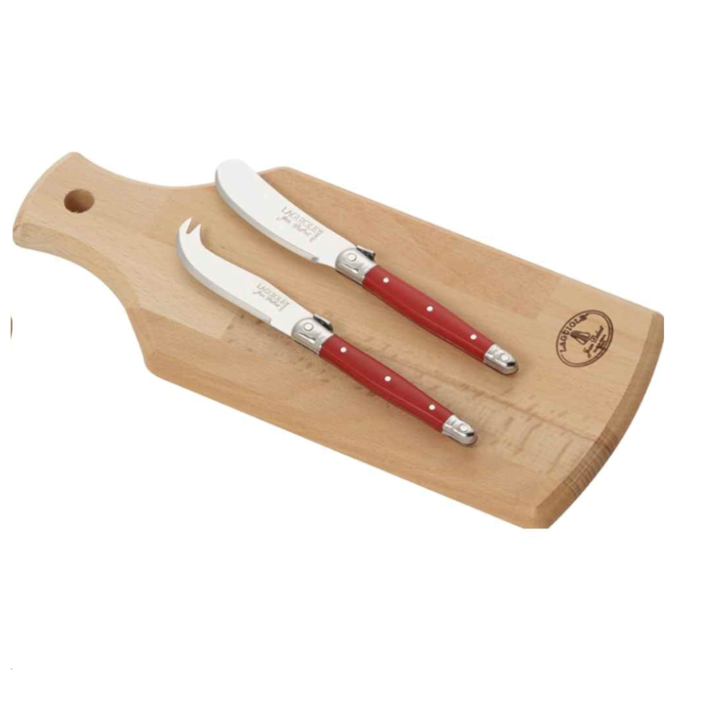 Set Aperitivo (Tabla + Cuchillos) Laguiole Jean Dubost1#Rojo