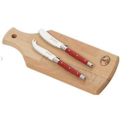 Set Aperitivo (Tabla + Cuchillos) Laguiole Jean Dubost1#Rojo