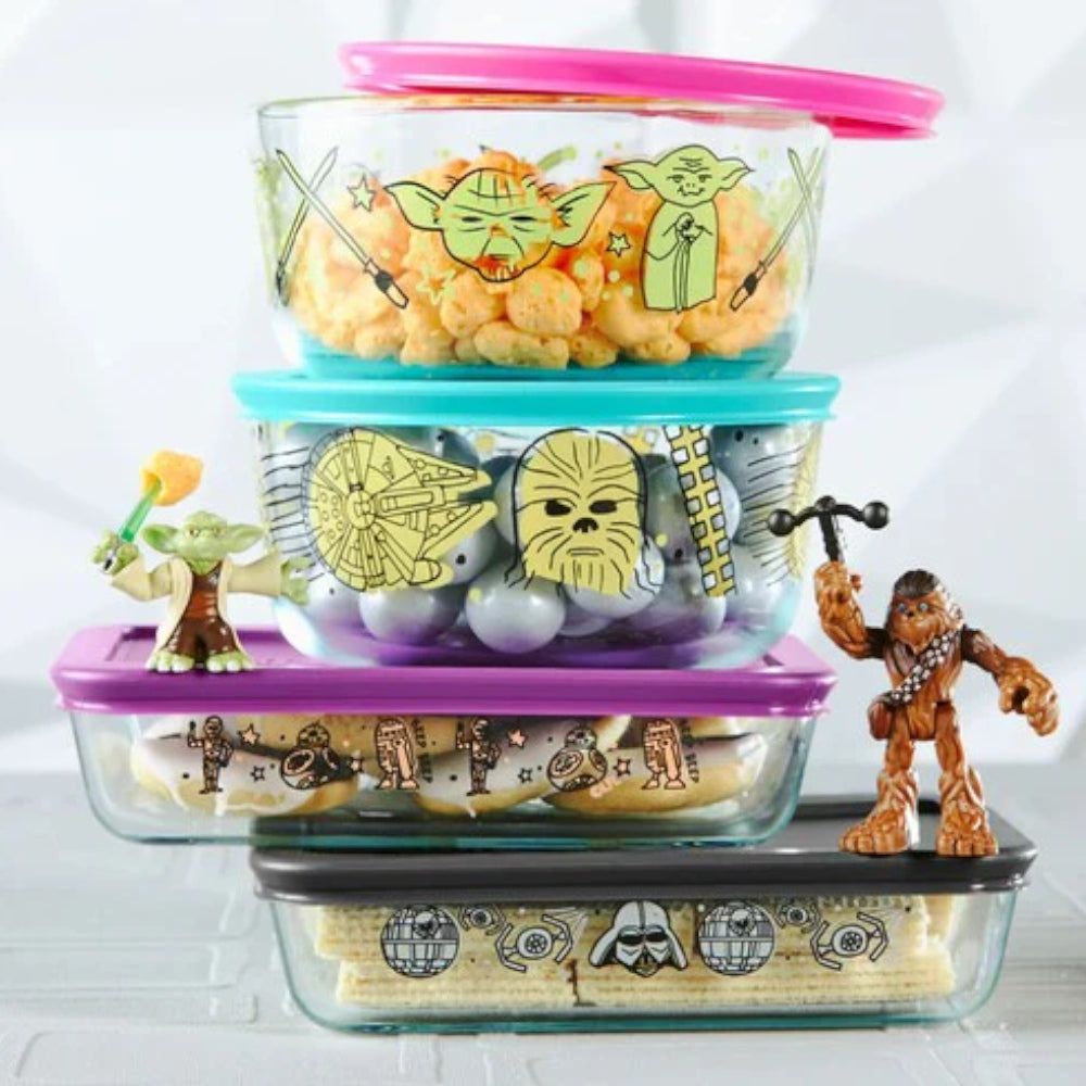Set De 4 Fuentes Redondas Con Tapa Star Wars Pyrex1#Sin color
