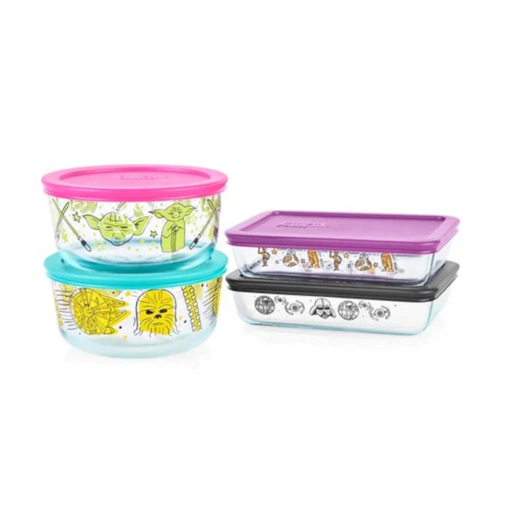 Set De 4 Fuentes Redondas Con Tapa Star Wars Pyrex3#Sin color