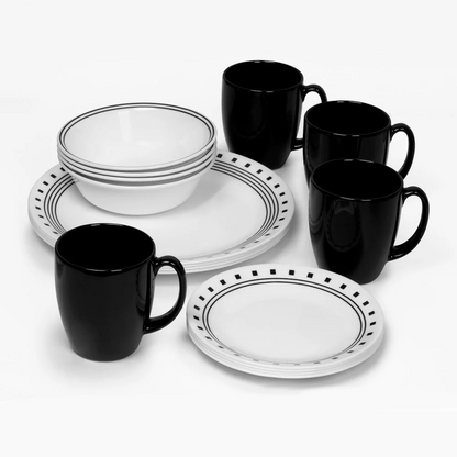 Set De Vajilla City Block 16 Pzs Corelle1#Negro|blanco