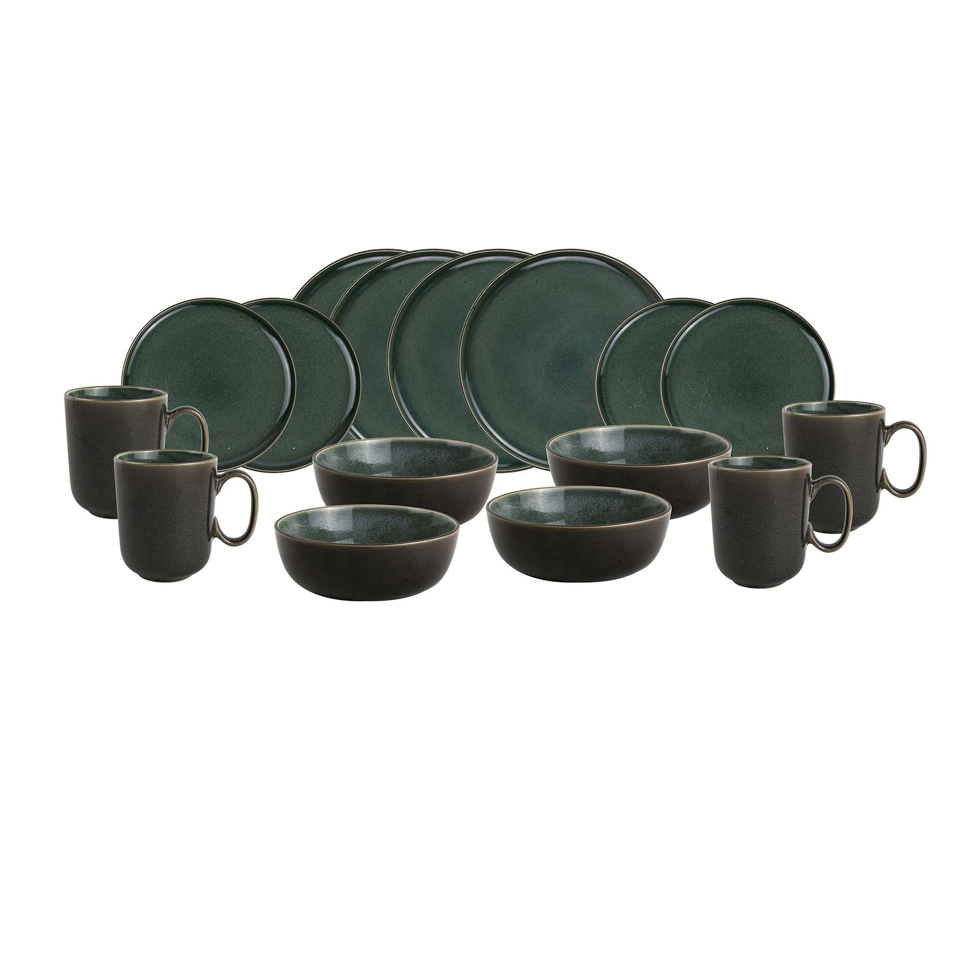 Juego de Loza Moscú 16 Pzs Vajilla Cerámica Decoexpress5#Verde