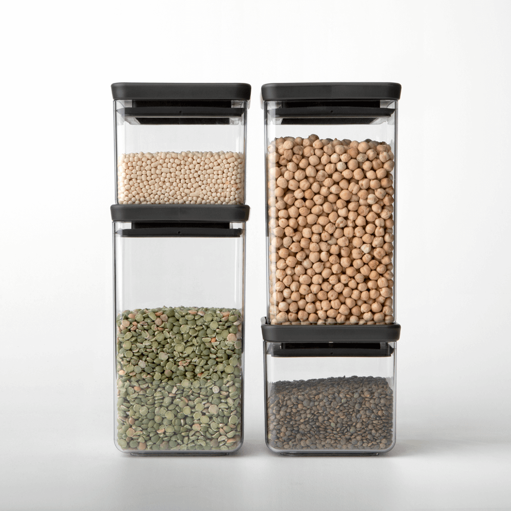 Juego De 4 Contenedores Cuadrados Tasty 0.7 -1.6 Lts Brabantia1#Negro