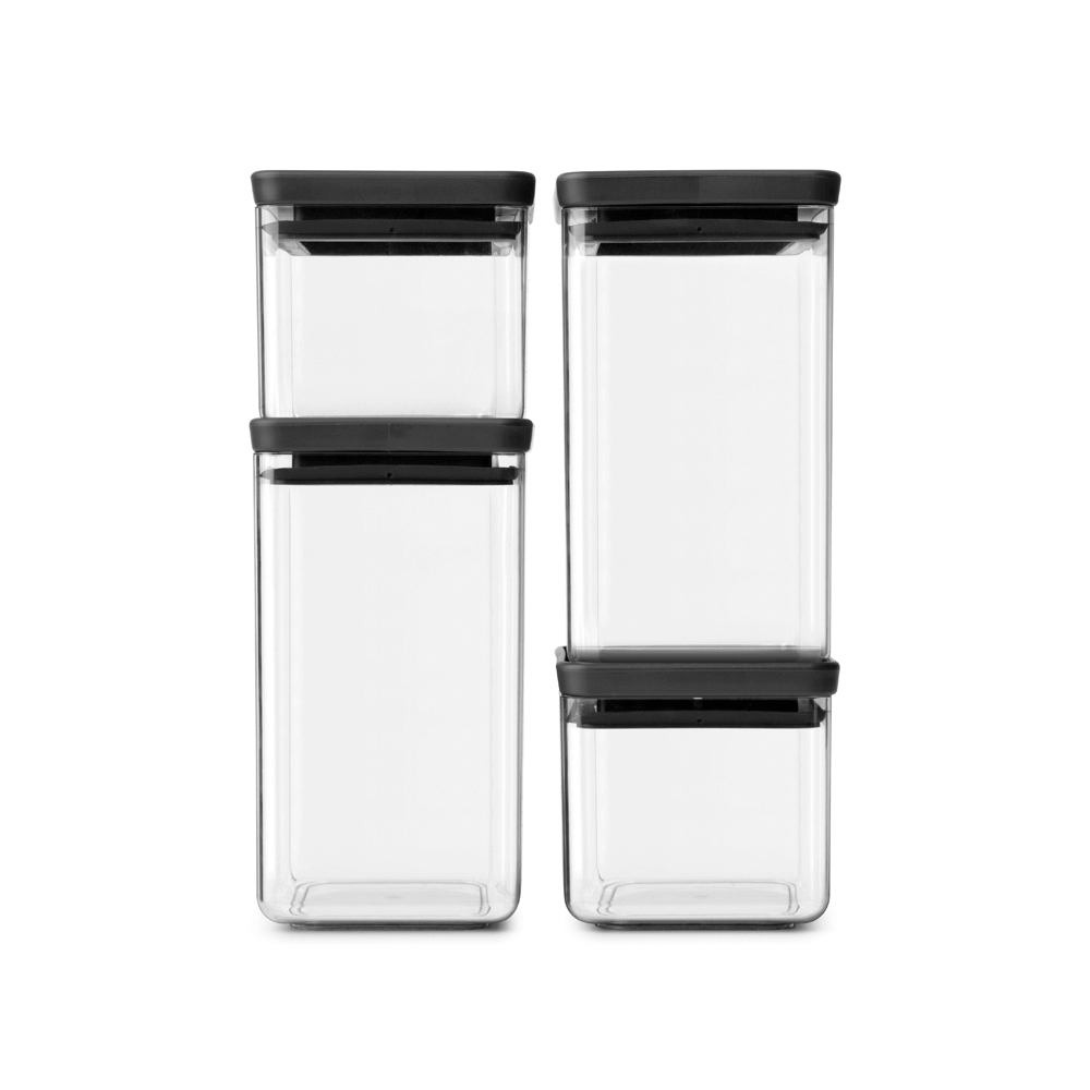 Juego De 4 Contenedores Cuadrados Tasty 0.7 -1.6 Lts Brabantia5#Negro