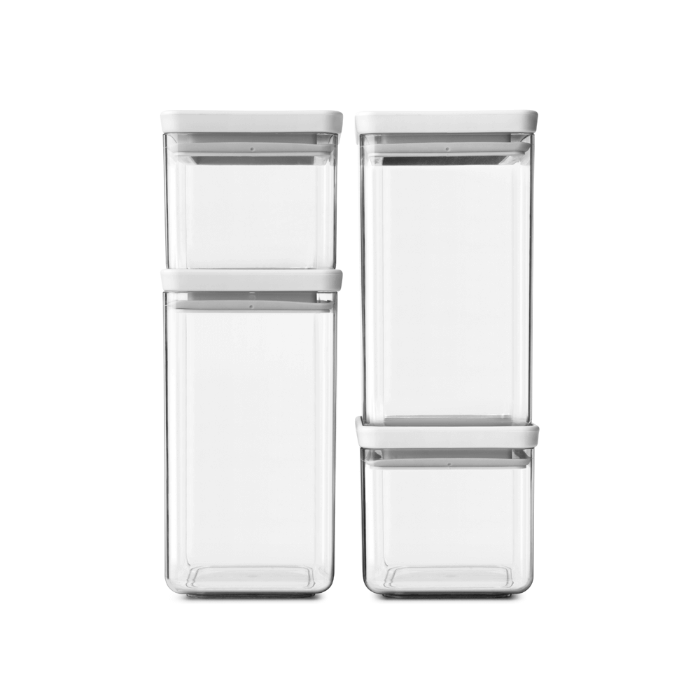 Juego De 4 Contenedores Cuadrados Tasty 0.7 -1.6 Lts Brabantia6#Blanco