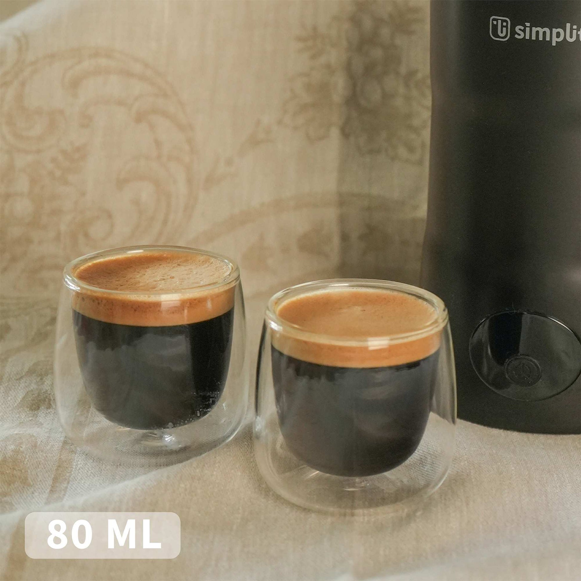 Set 4 Tazas Vidrio Doble Pared Espresso 80 ml Simplit4#Sin Color
