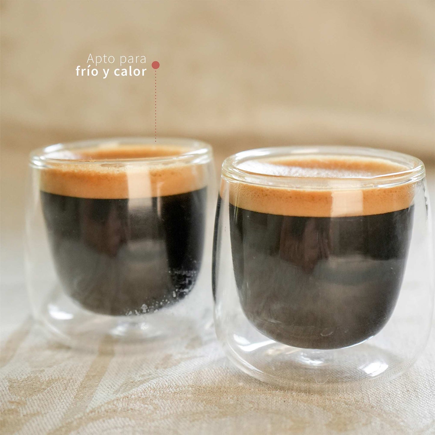 Set 4 Tazas Vidrio Doble Pared Espresso 80 ml Simplit5#Sin Color