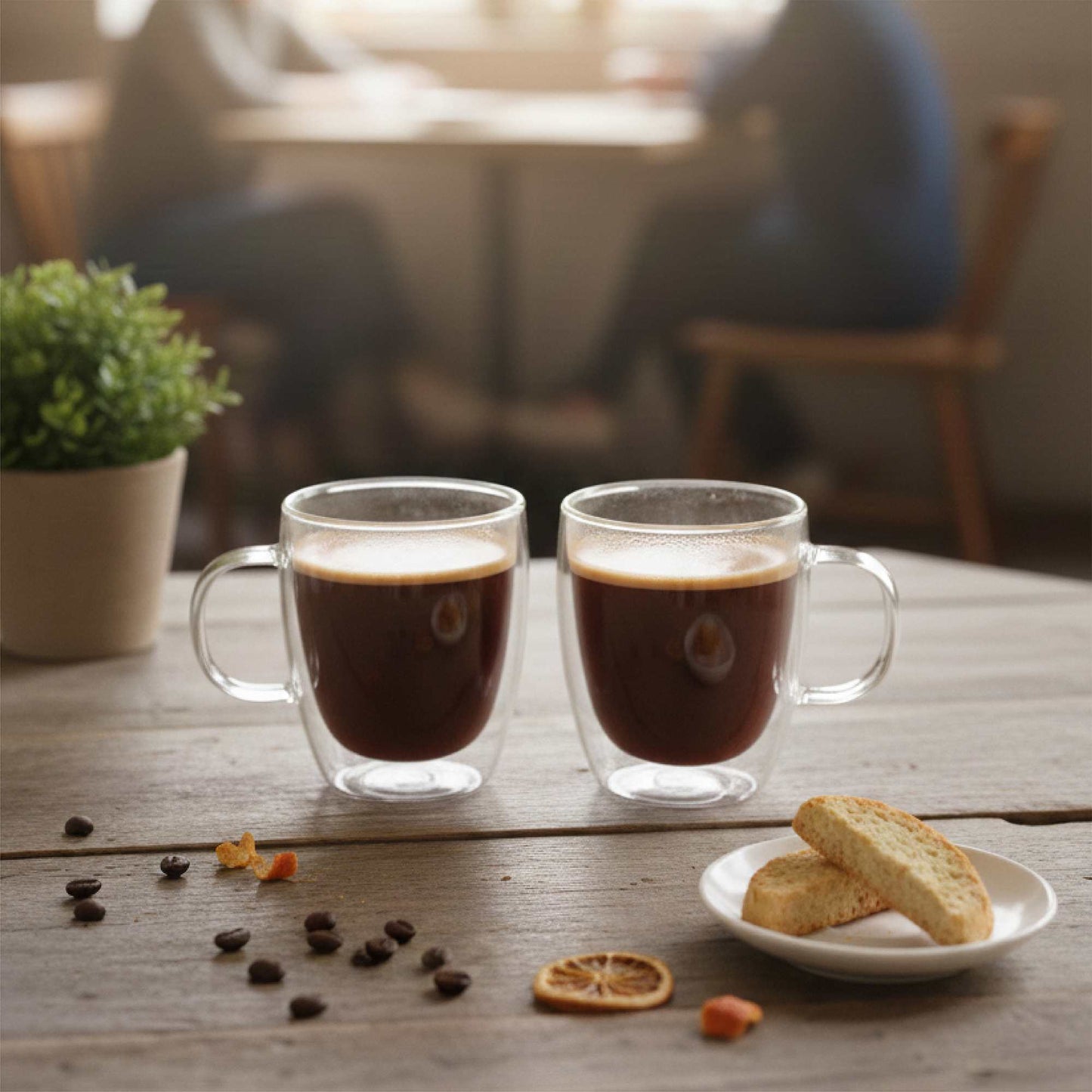 Set 4 Tazas de Vidrio Doble Pared 350 ml Simplit4#Sin Color