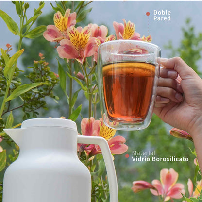 Set 4 Tazas de Vidrio Doble Pared 350 ml Simplit7#Sin Color
