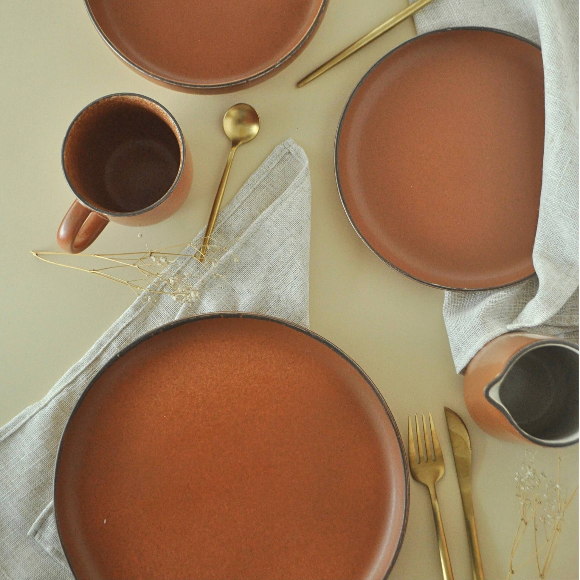 Juego de Loza 25 piezas Vajilla Cerámica Toscana Decoexpress2#Café Oscuro