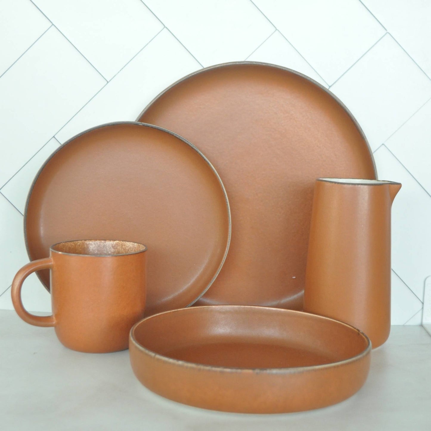 Juego de Loza 17 piezas Vajilla Cerámica Toscana Decoexpress1#Café