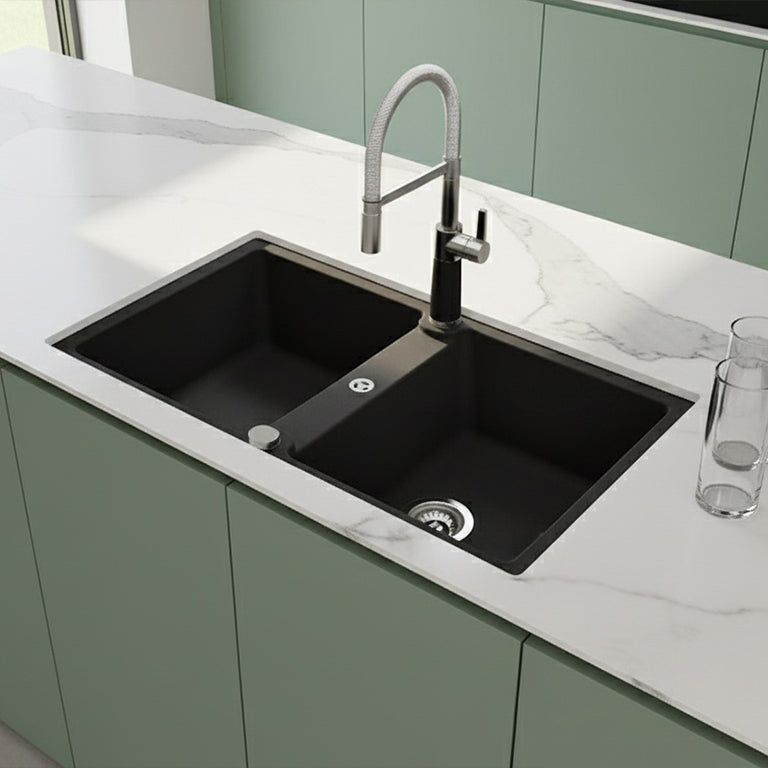 Lavaplatos Bajo/Sobre Cubierta Cuarzo Typos N 200 Schock1#Negro