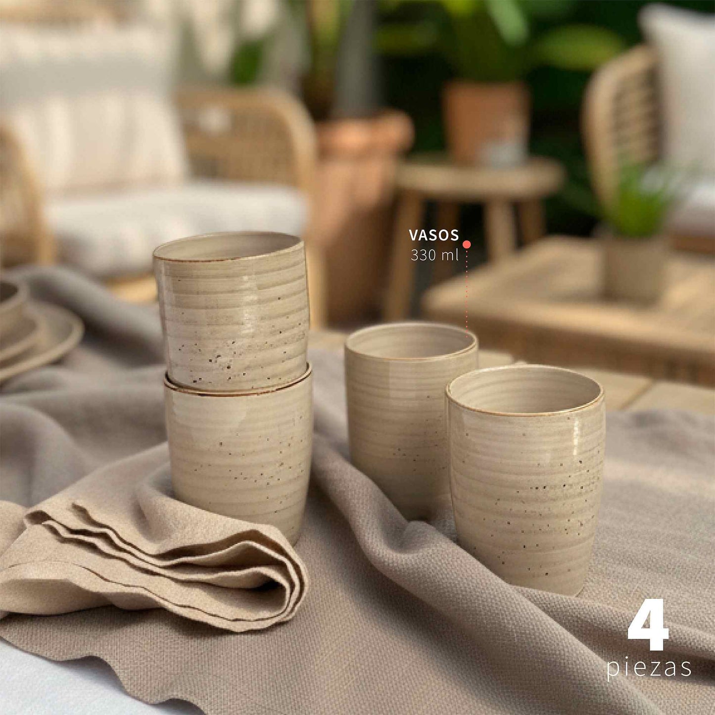 Set 4 Tazas Cerámica 330ml Siena Simplit5#Beige