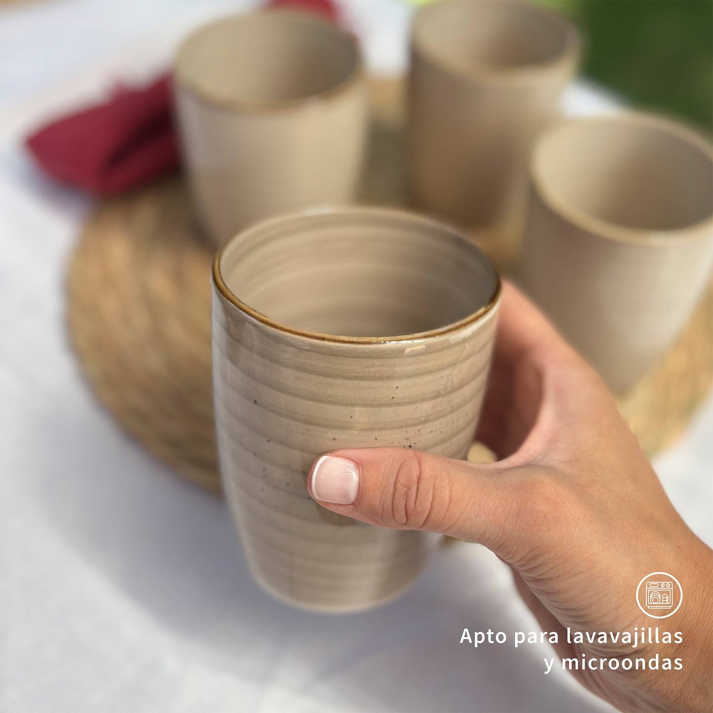 Set 4 Tazas Cerámica 330ml Siena Simplit7#Beige