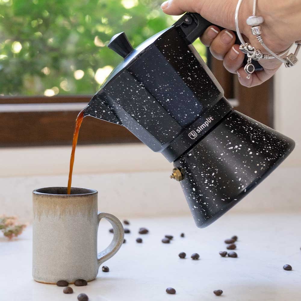 Pack Cafetera Italiana 4 Tz + Espumador 4 En 1 Simplit2#Negro