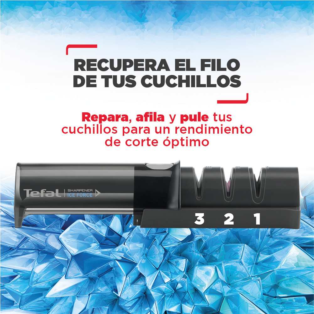 Afilador Cuchillos 3 Ranuras Ice Force Tefal3#Negro