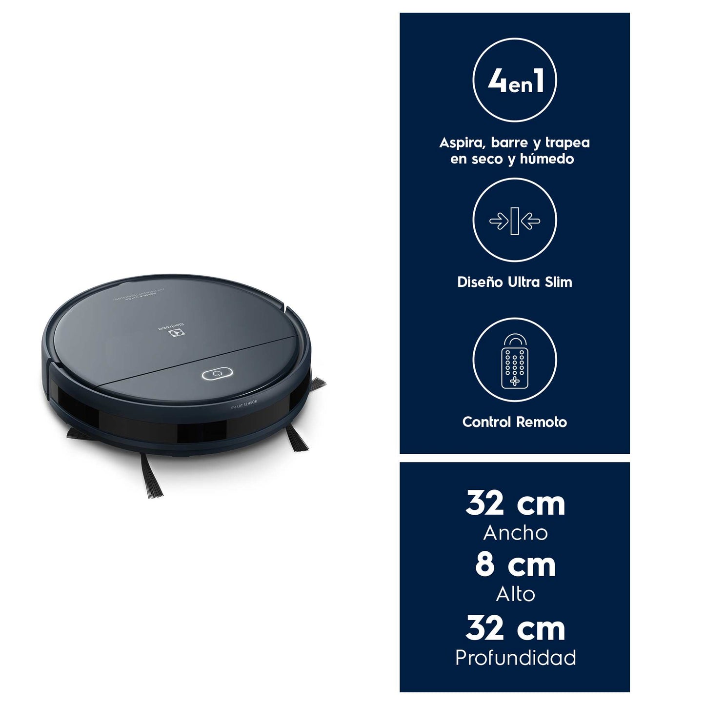 Aspiradora Robot  Limpieza 4 en 1 Sensor Anticolisión y Anticaída ERB40 Electrolux10#Azul