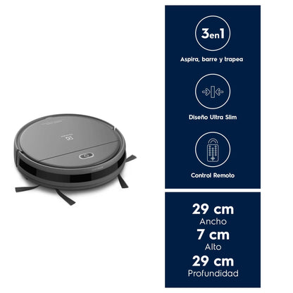 Aspiradora Robot Limpieza Autónoma 3 en 1 y Carga Inteligente ERB30 Electrolux10#Gris