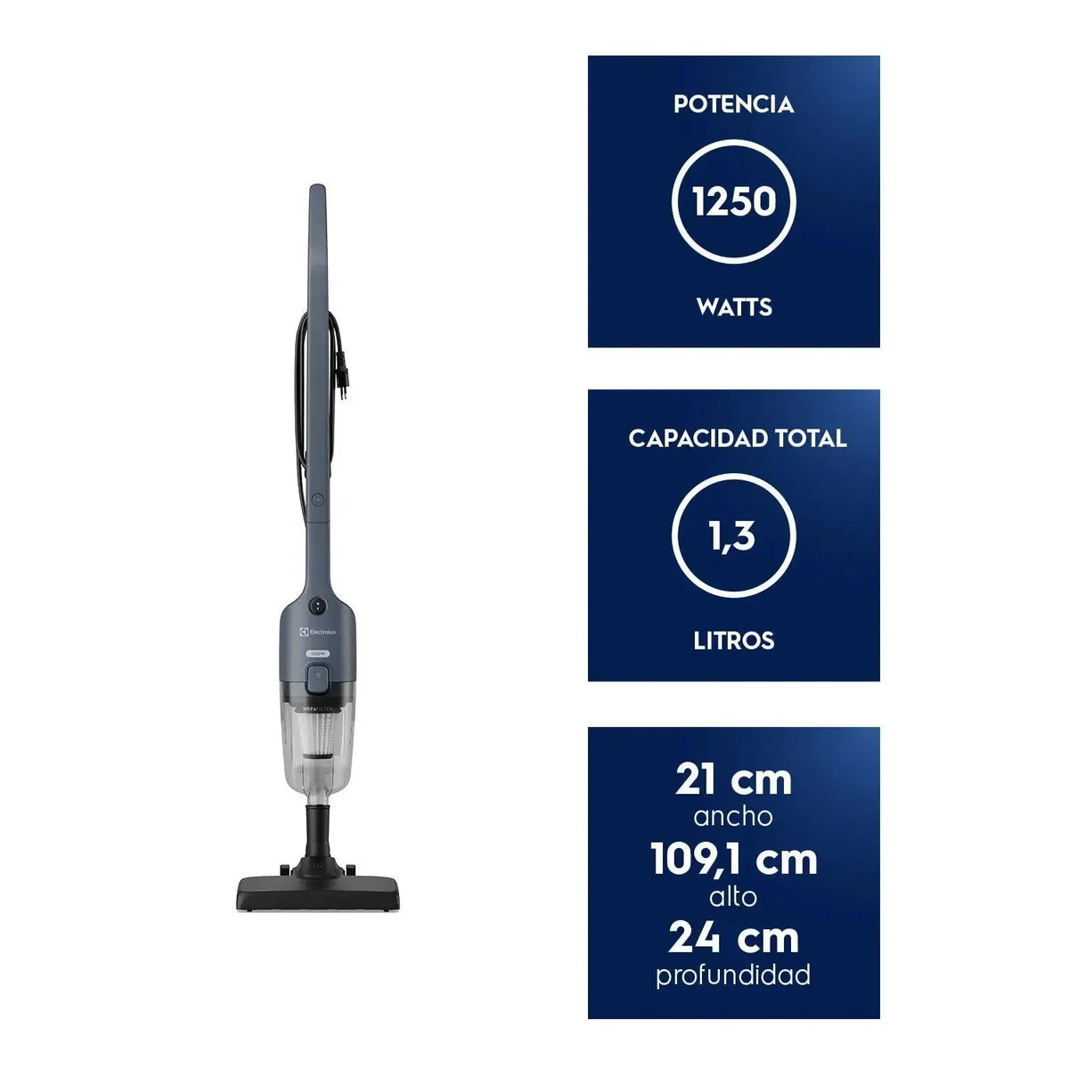 Aspiradora Vertical con Cable Electrolux 1250W 2 en 1 con Filtro HEPA STK21-Aspiradoras de arrastre