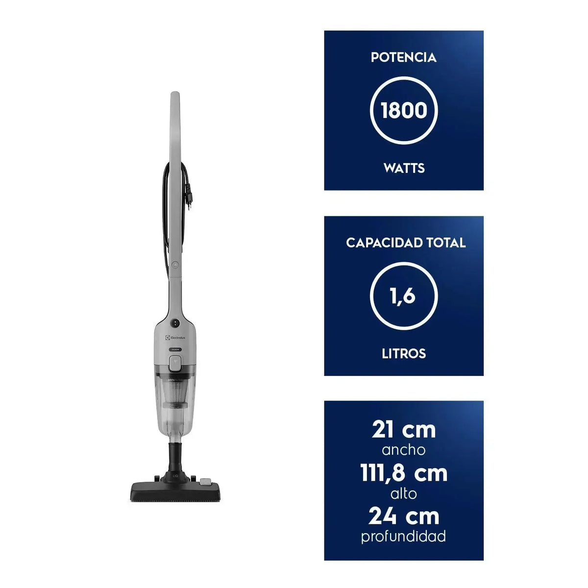 Aspiradora Vertical con Cable Electrolux 1800W 2 en 1 con Filtro HEPA STK26-Aspiradoras de arrastre