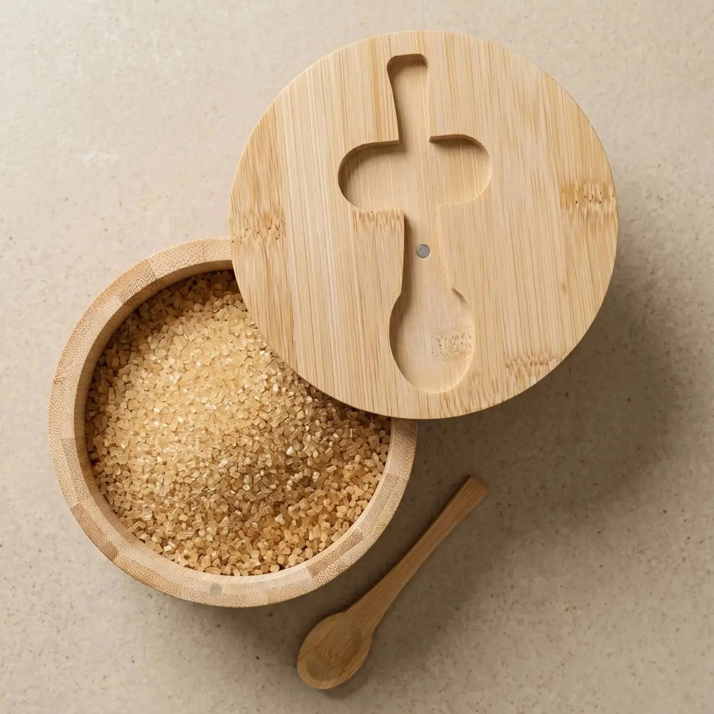 Azucarero/Salero Bamboo con Cuchara 12 cm-Accesorios de Cocina