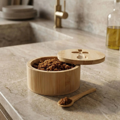 Azucarero/Salero Bamboo con Cuchara 12 cm-Accesorios de Cocina