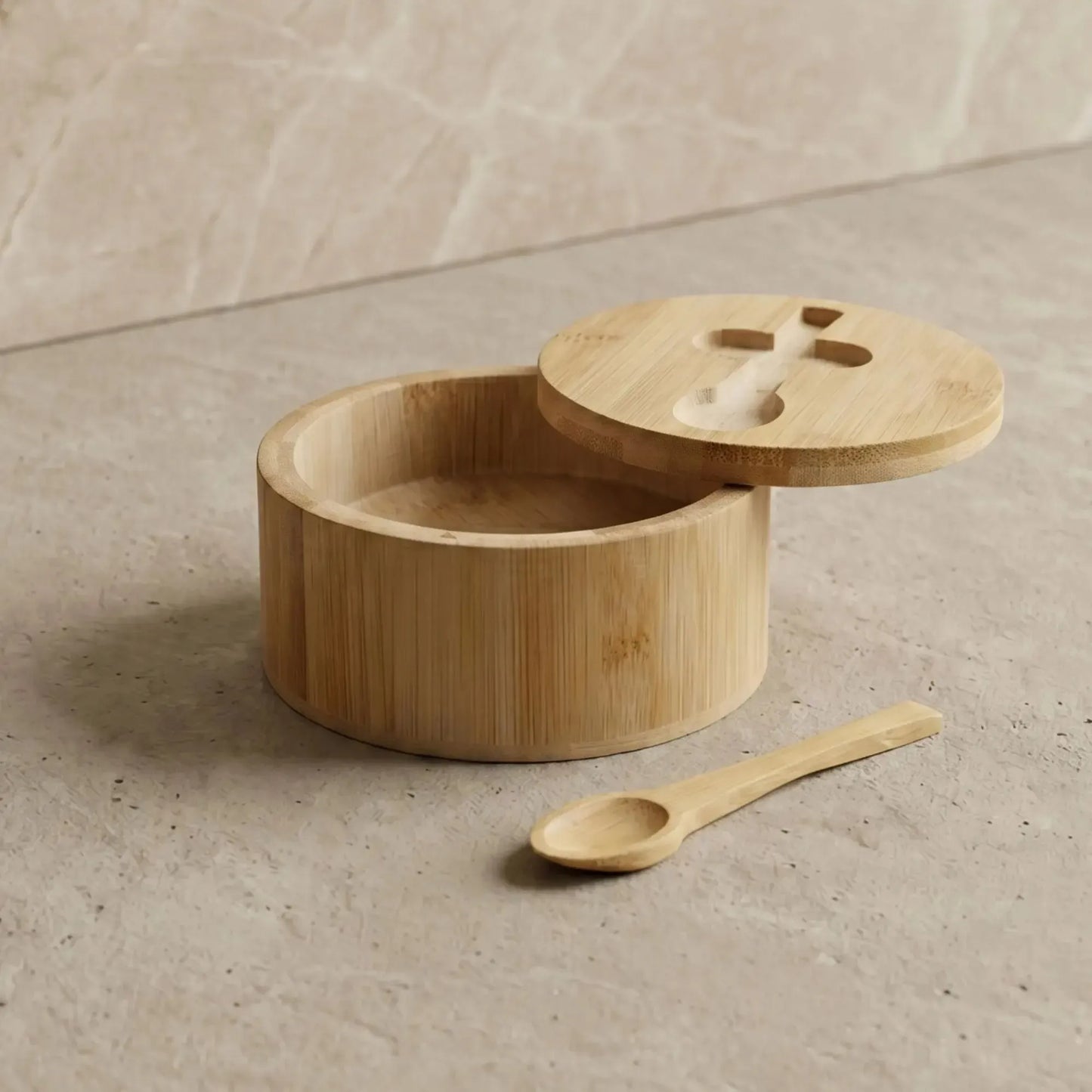 Azucarero/Salero Bamboo con Cuchara 12 cm-Accesorios de Cocina