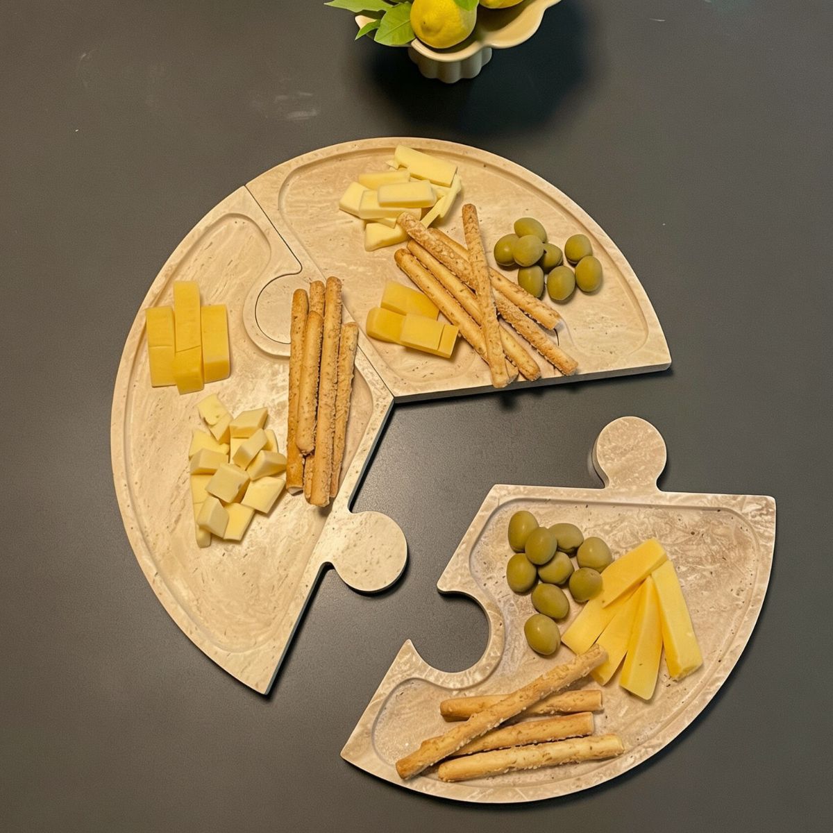 Bandeja de Piedra Puzzle Travertino Deco y Aperitivos2#undefined