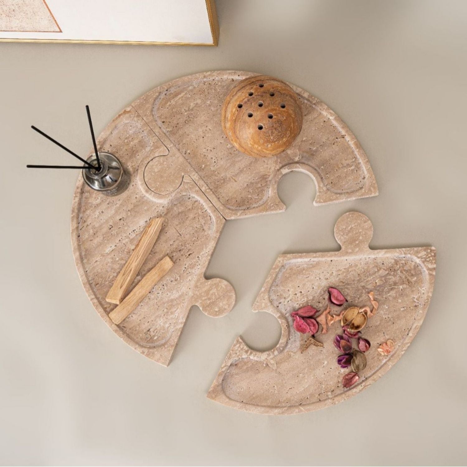 Bandeja de Piedra Puzzle Travertino Deco y Aperitivos4#undefined