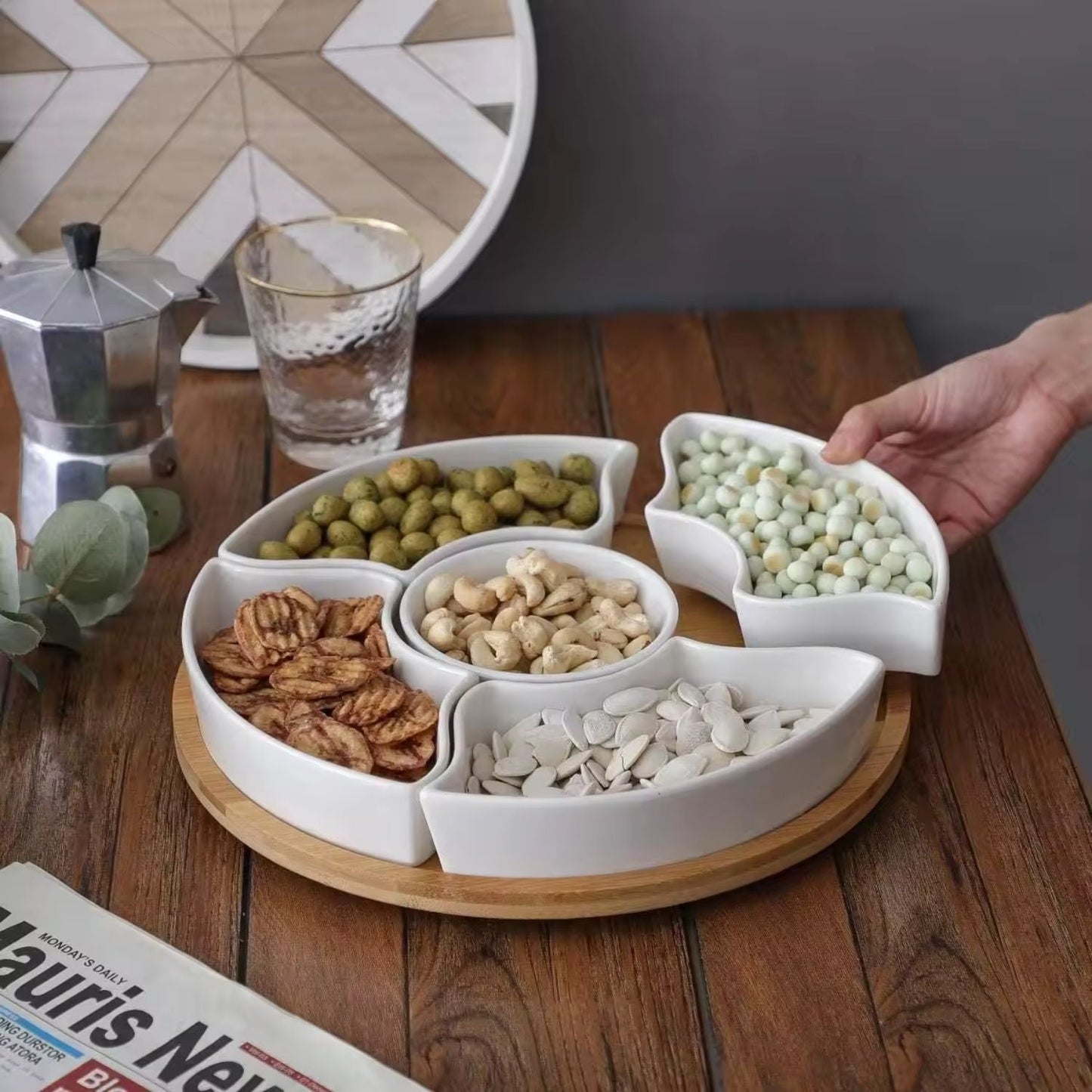 Bandeja Para Aperitivos Redonda Santú Home & Deco3#Blanco
