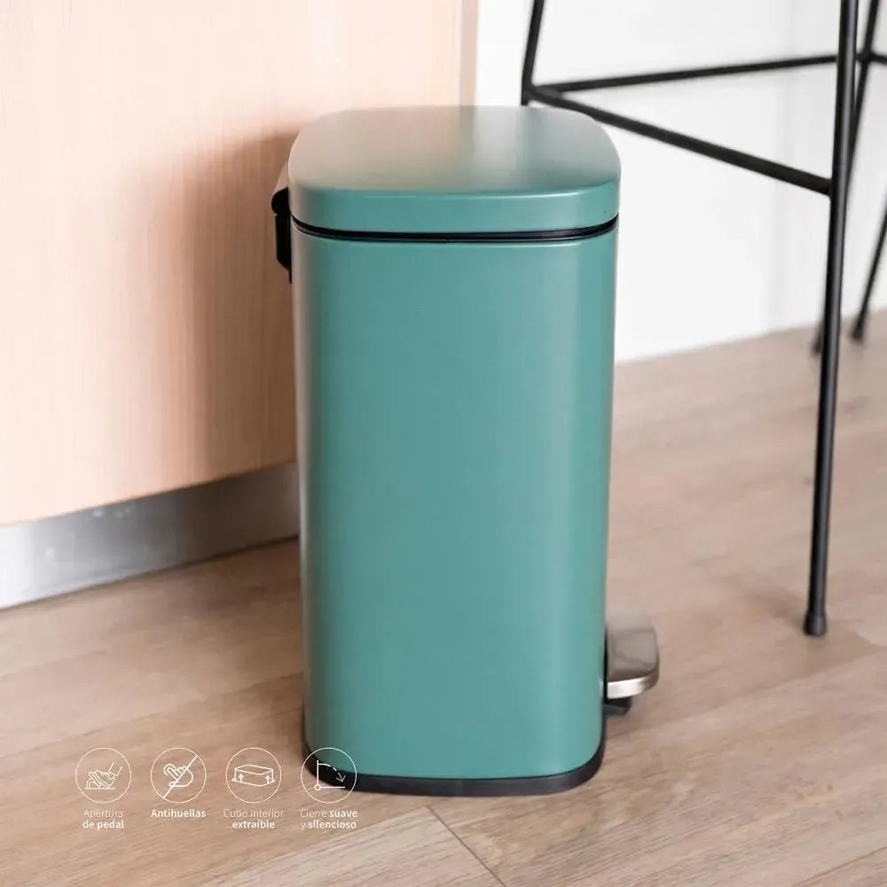 Basurero Cocina Lucca 12Lt Pedal Acero Inox Simplit-Basureros