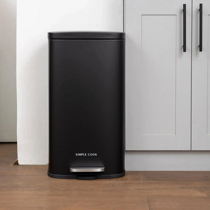 Basurero Con Pedal Negro Mate 30 Lts Simple Cook