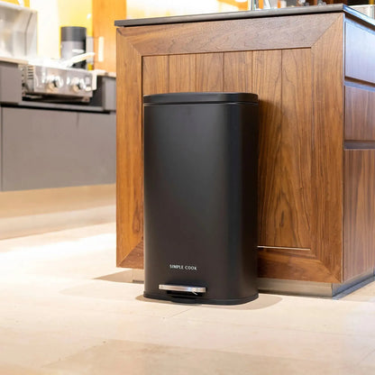 Basurero Con Pedal Negro Mate 30 Lts Simple Cook