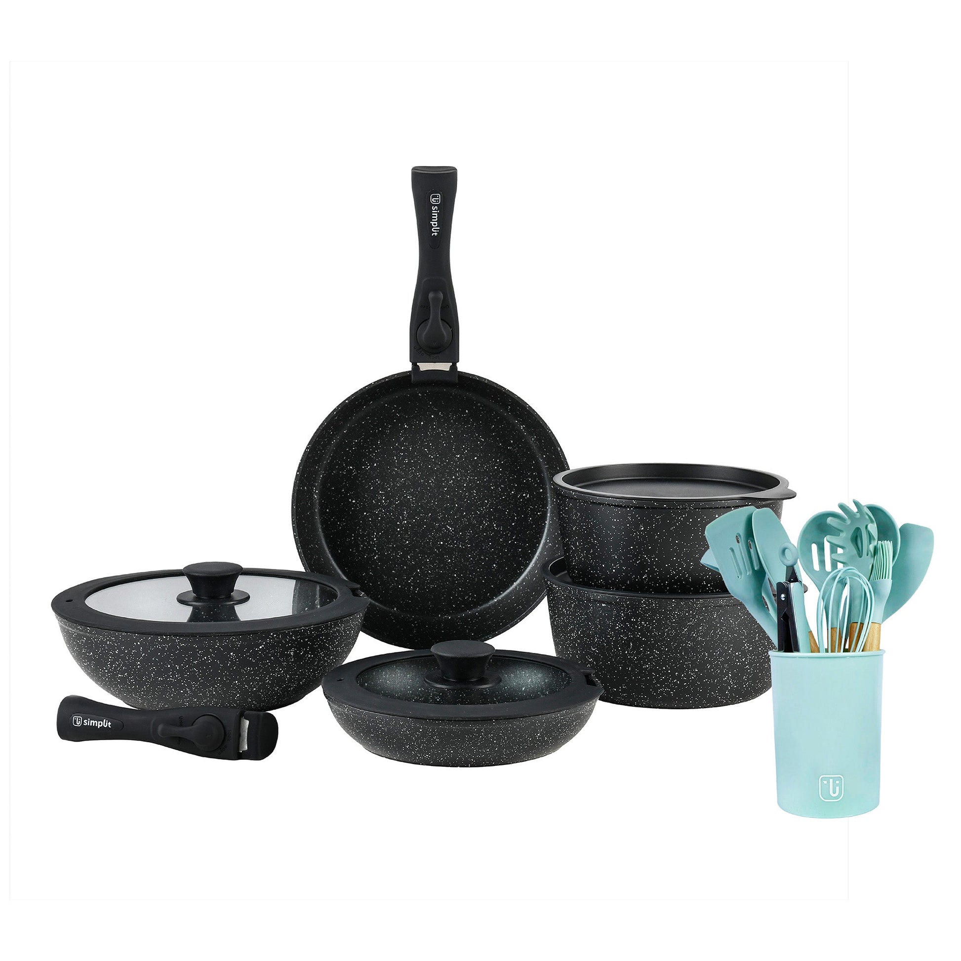 Batería Cocina Oxford + Set 12 Utensilios Calipso Simplit-Baterias (Juegos de ollas)
