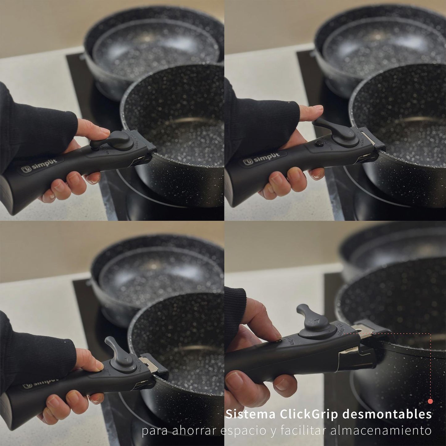Batería Cocina Oxford + Set 12 Utensilios Negro Simplit-Baterias (Juegos de ollas)