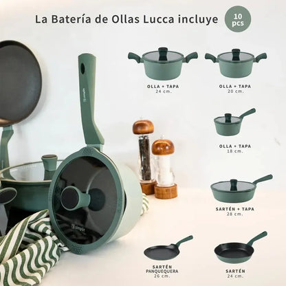 Batería de Cocina Antiadherente Lucca 10 pcs Simplit-Baterias (Juegos de ollas)