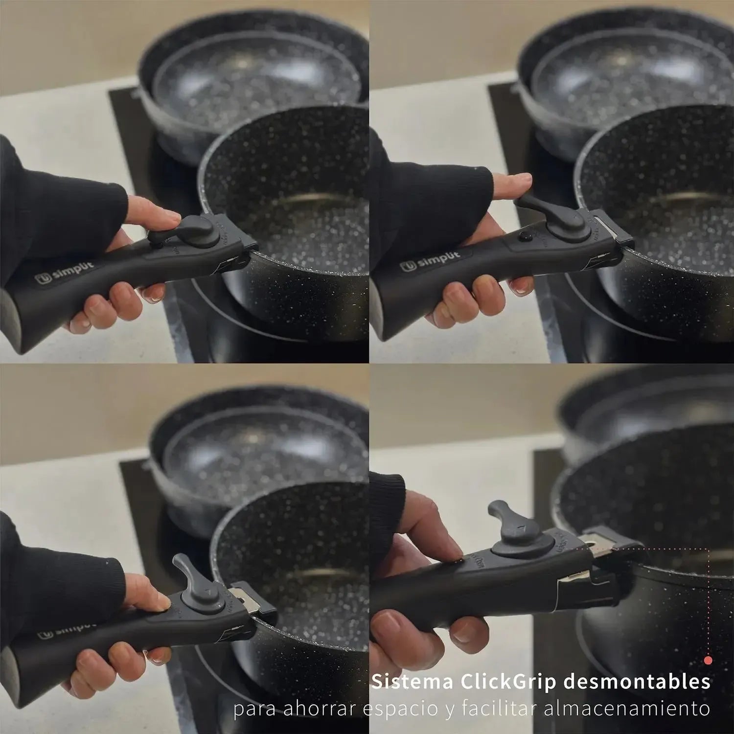 Batería de Cocina Antiadherente Oxford Granito 15pcs Simplit3#Negro