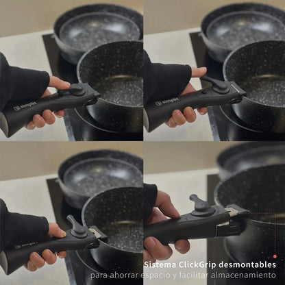 Batería de Cocina Antiadherente Oxford Granito 15pcs Simplit3#Negro