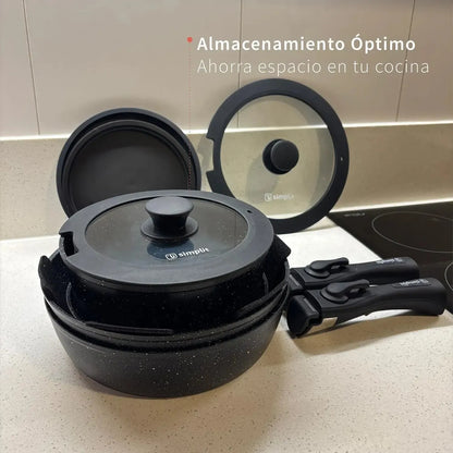 Batería de Cocina Antiadherente Oxford Granito 15pcs Simplit4#Negro