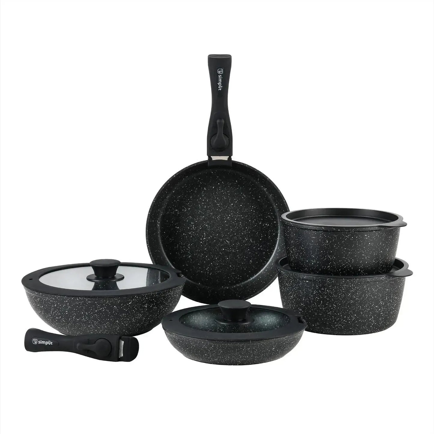 Batería de Cocina Antiadherente Oxford Granito 15pcs Simplit1#Negro