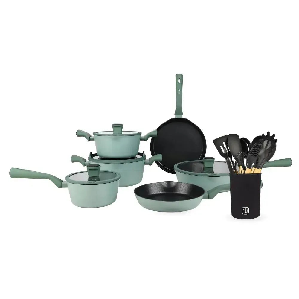 Batería de Cocina Lucca + Set 12 Utensilios Negro Simplit-Baterias (Juegos de ollas)