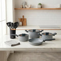 Batería de Cocina Pompei + Set 12 Utensilios Negro Simplit-Baterias (Juegos de ollas)