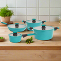 Batería De Ollas Marble Soho Antiadherente 8 Pzs Kitchenware1#Azul