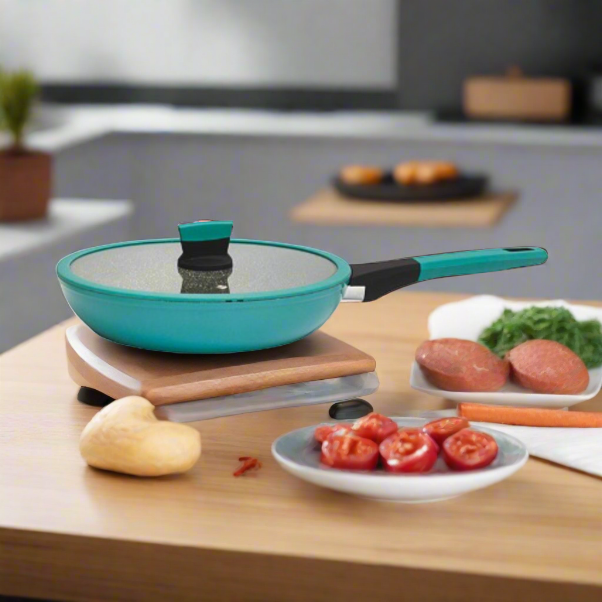 Batería De Ollas Marble Soho Antiadherente 8 Pzs Kitchenware2#Azul