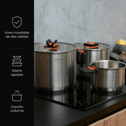 Bateria Simple Cook Lyon 6 pzs + Set de Utensilios Cuisine Negro 10pzs Simple Cook-Kits de Cocción