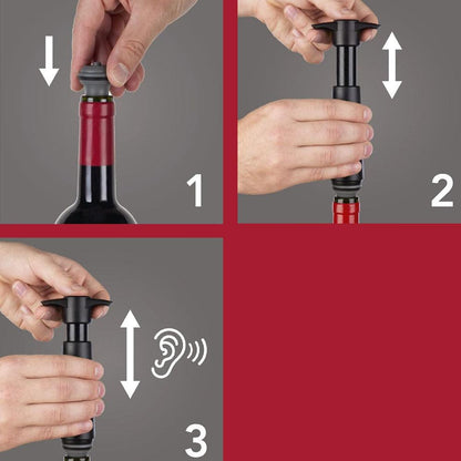 Bomba y Tapón de Vacío para Vino Vacuvin3#Negro